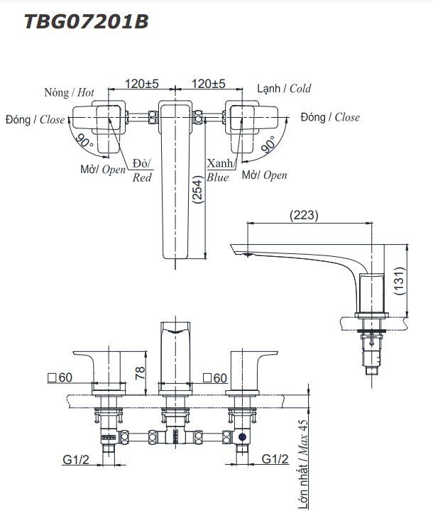 Vòi Xả Bồn Tắm Nóng Lạnh TOTO GE TBG07201B