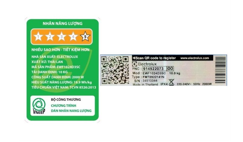 Máy giặt Electrolux Inverter 10kg EWF1024D3SC/EWF1024D3WC 5 Máy giặt Electrolux Inverter 10kg EWF1024D3SC tiết kiệm điện