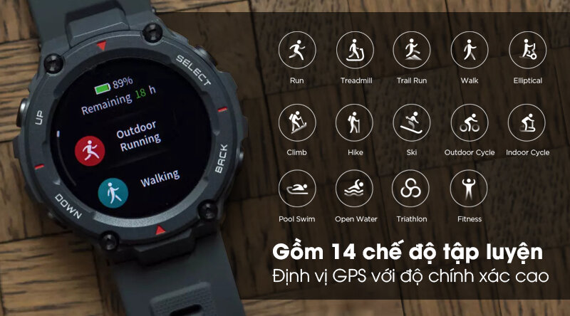 Đồng hồ thông minh Huami Amazfit T-Rex hỗ trợ tập luyện