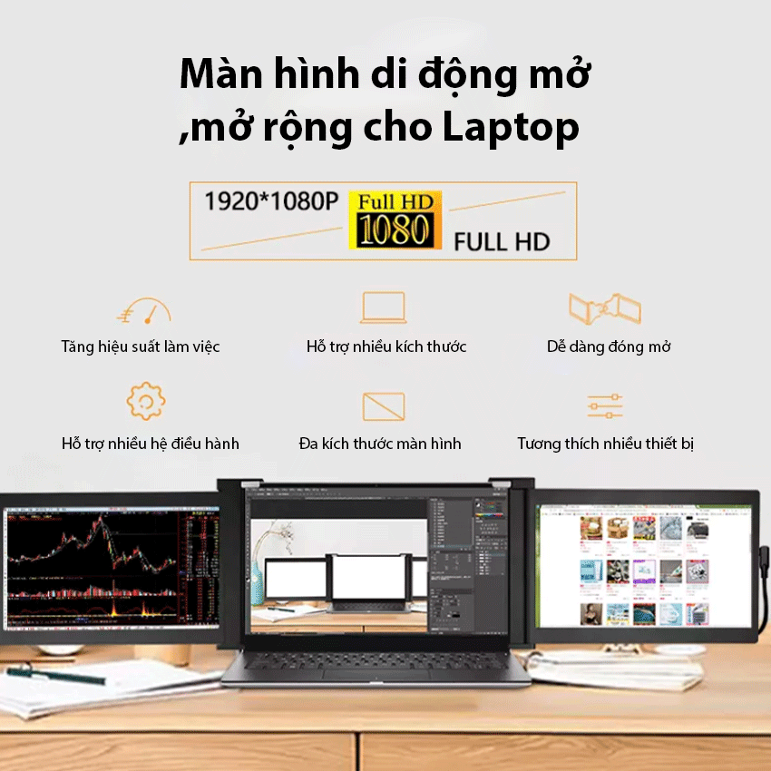 Bộ 02 màn hình 13.3 inch mở rộng cho laptop E-Tech S300