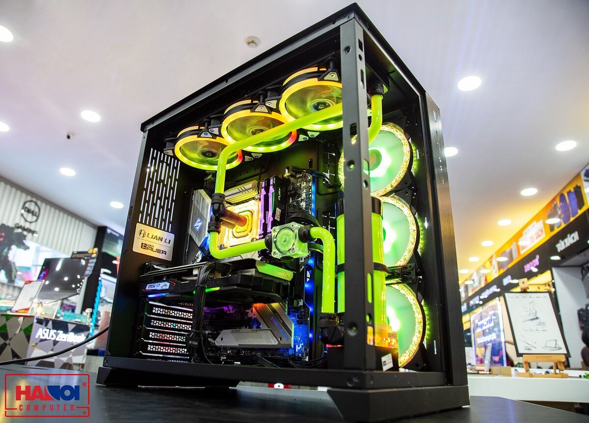 Trọn bộ tản nhiệt nước PC LIAN-LI O11 Dynamic HT-86 (Lắp ráp theo yêu cầu) góc nhìn từ dưới lên