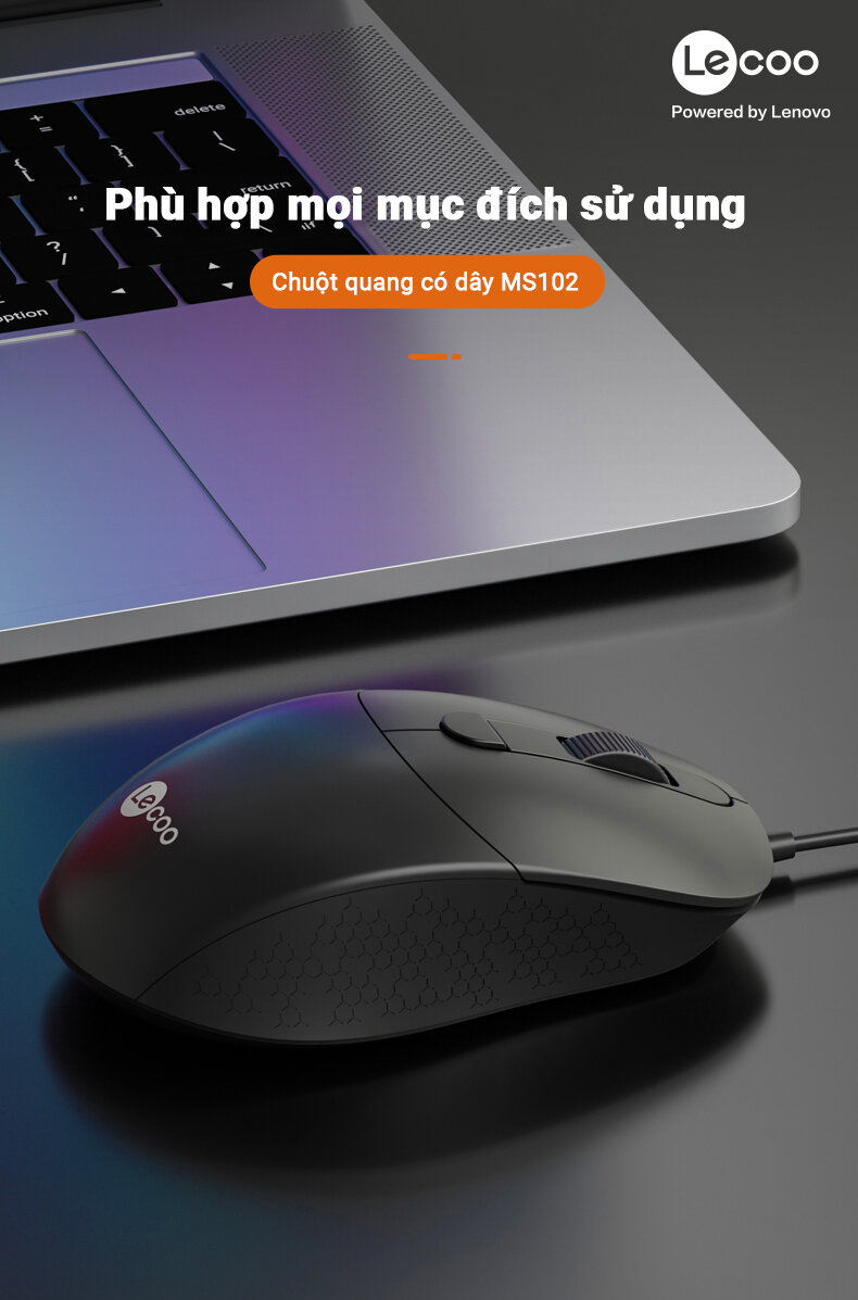 Chuột Lecoo MS102 đen (USB) 4