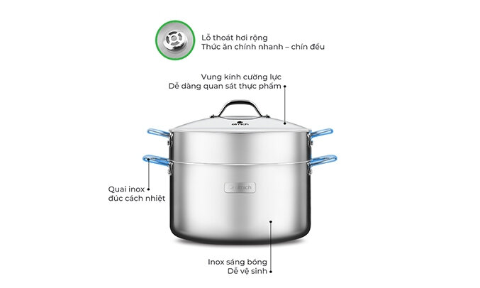 Nồi hấp đa năng inox liền khối Elmich Trimax CZ EL-3831 size 28cm