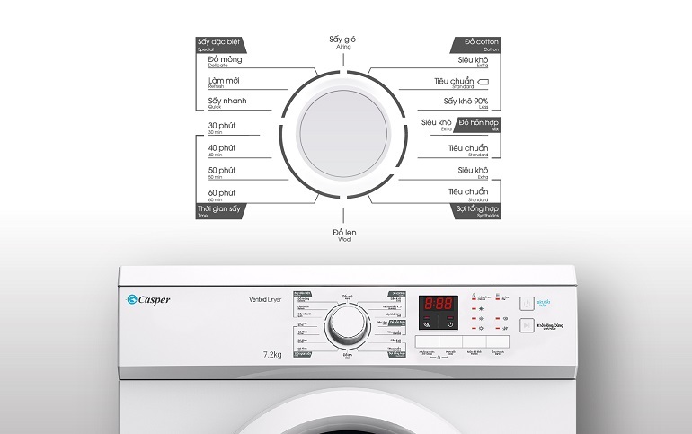 Máy sấy quần áo Casper TD-72VWD - 7.2kg 3 Máy sấy quần áo Casper TD-72VWD 7.2kg