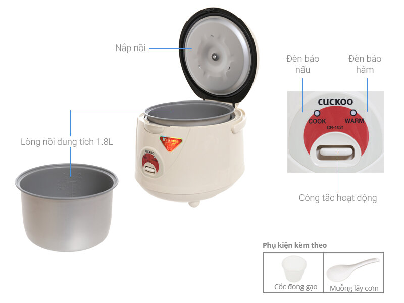 Nồi cơm điện Cuckoo 1.8 lít CR-1021 Nồi cơm điện Cuckoo 1.8 lít CR-1021