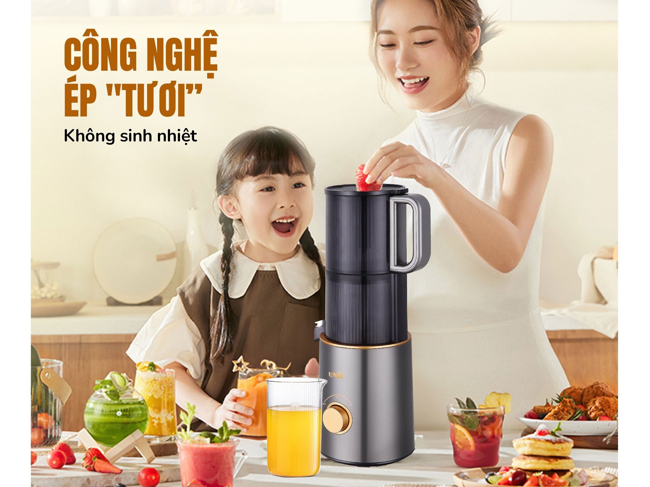 Máy ép chậm giữ được hàm lượng dưỡng chất cao Máy ép chậm Unie