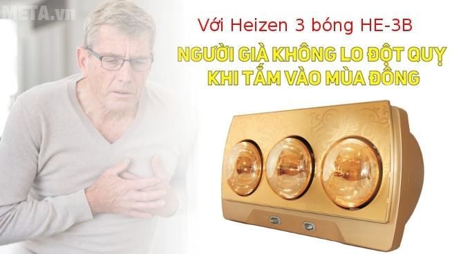 Đèn sưởi nhà tắm Heizen 3 bóng HE-3B (Gold) Đèn sưởi nhà tắm Heizen 3 bóng HE-3B (Gold)