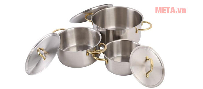 Bộ 3 nồi inox đáy từ Kangaroo KG183