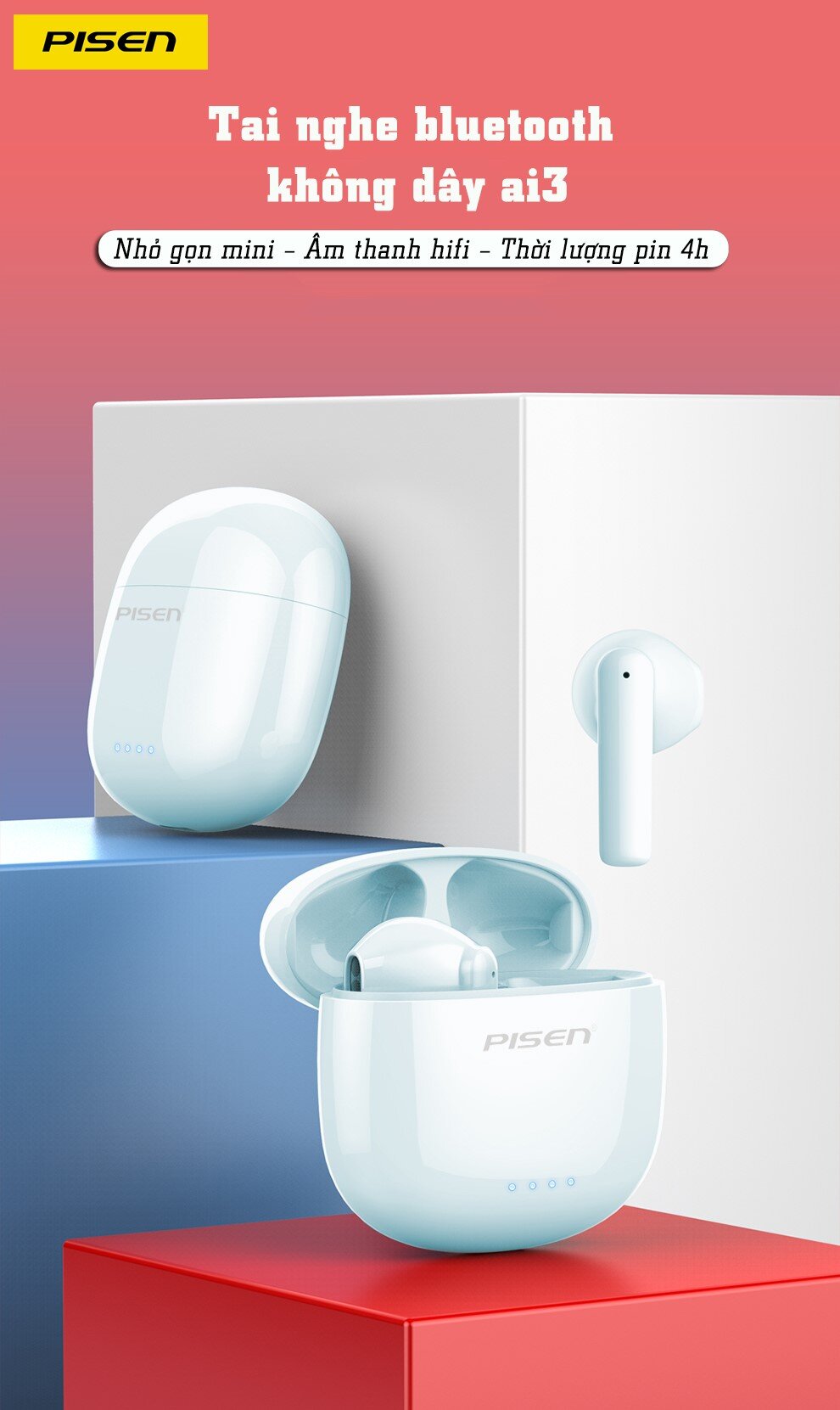 Tai nghe không dây PISEN True wireless Ai3 PA-BHD03 màu trắng