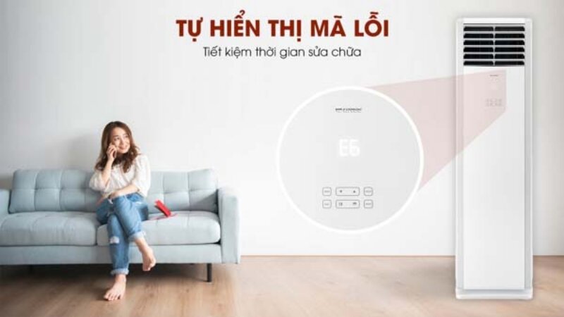 Điều hòa tủ đứng Gree 30000 BTU 1 chiều GVC30AMXH-K6NNC7B tự hiển thị mã lỗi