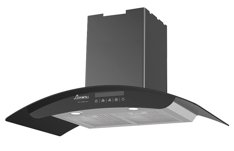 Máy hút mùi Sunhouse Apex APB6681 sở hữu thiết kế mặt kính cong thanh lịch