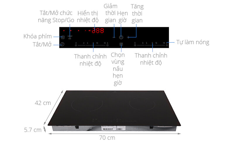 Bếp hồng ngoại âm 2 vùng nấu Electrolux EHC7240BA