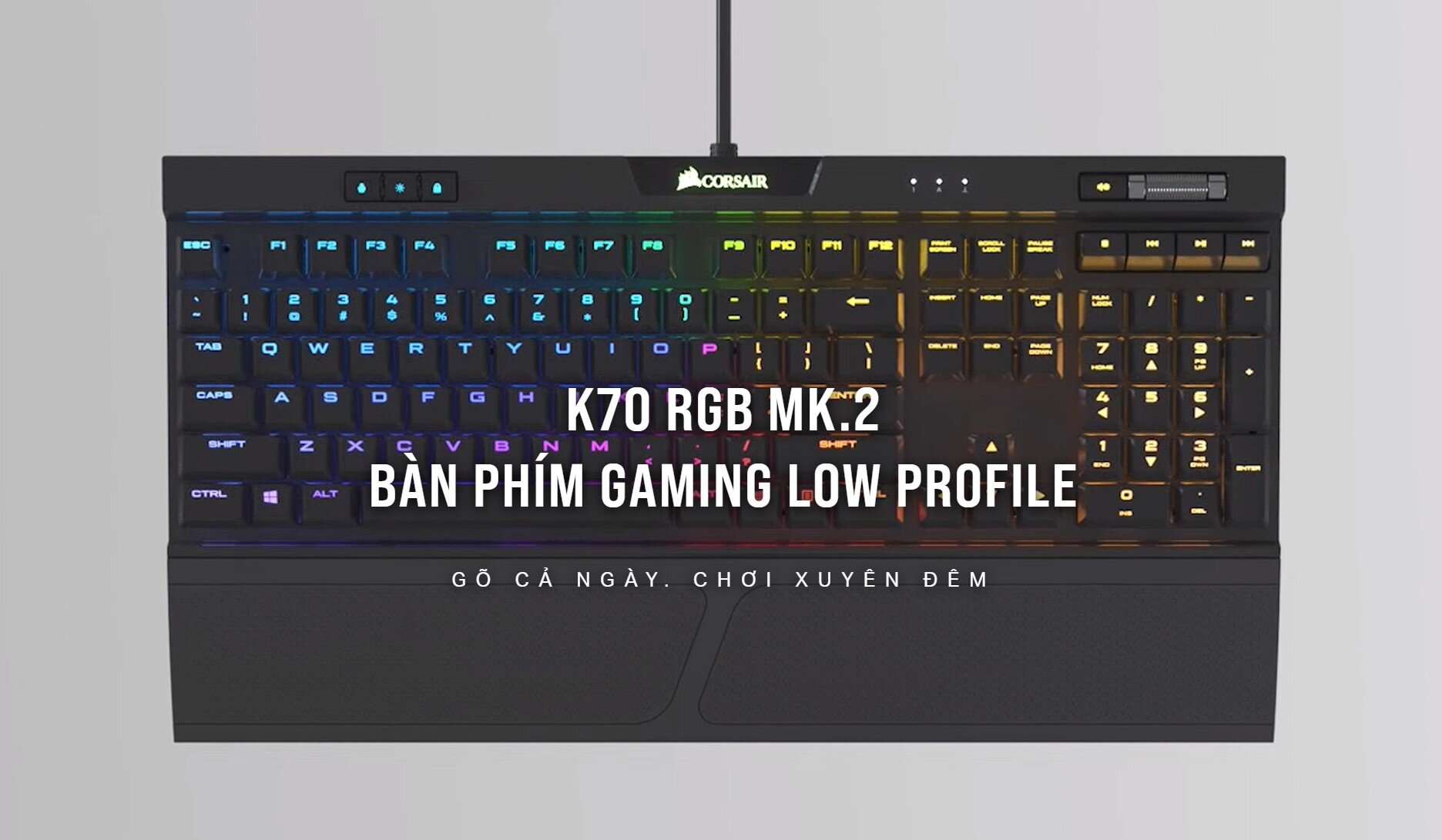Bàn phím cơ gaming Corsair K70 MK2 Low Profile Cherry Speed Switch (CH-9109018-NA)