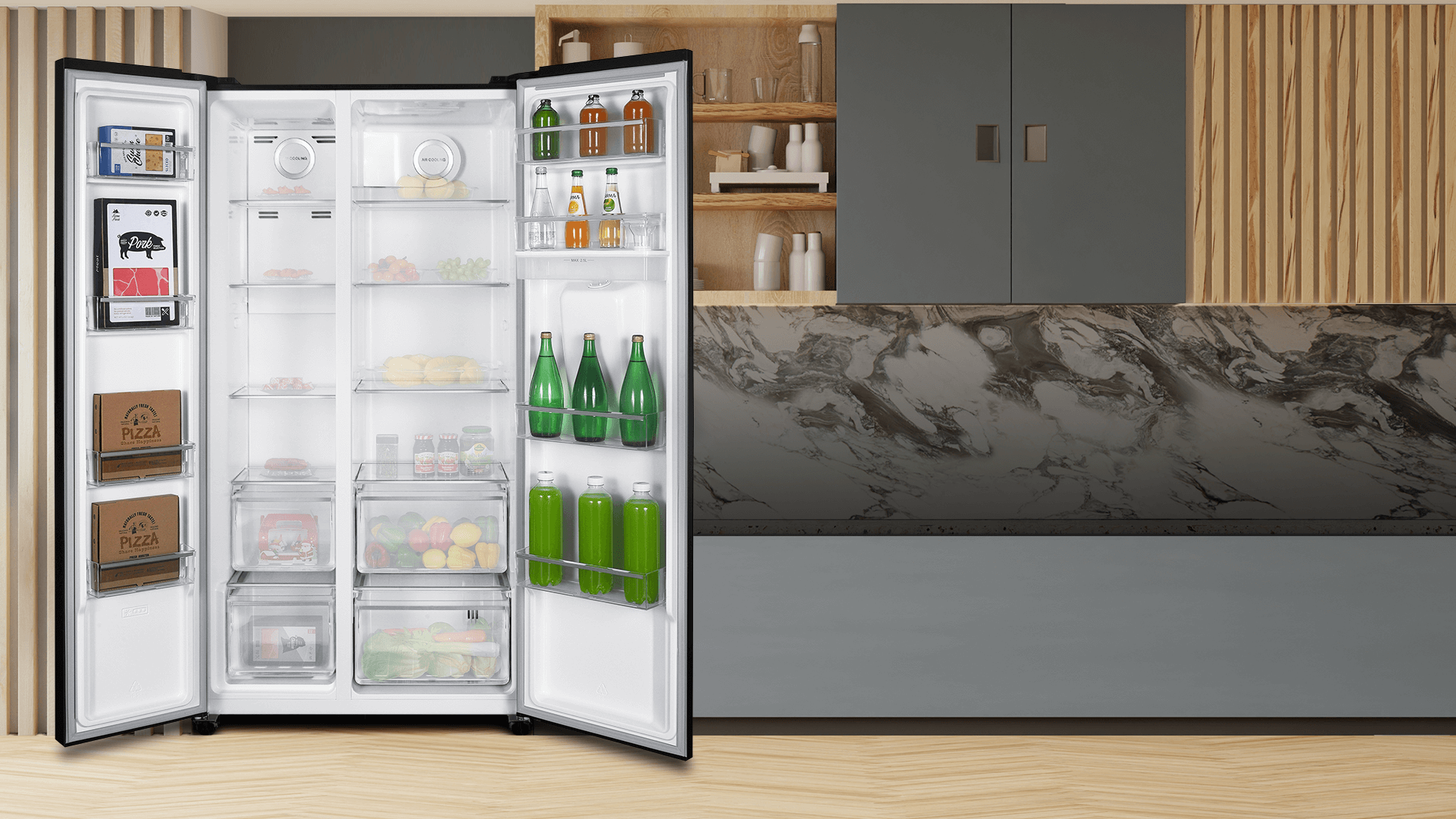 Tủ lạnh SJ-SBX530WD-DG thiết kế ngăn rau quả giữ ẩm tố