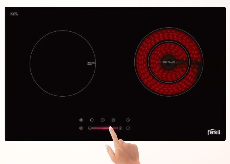 Bếp điện từ đôi Ferroli IC4500DD được trang bị bảng điều khiển cảm ứng trượt hiện đại