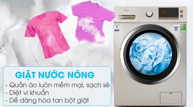 Máy giặt 9 kg Midea MFC90-D1401 Sấy 6kg Giặt nước nóng