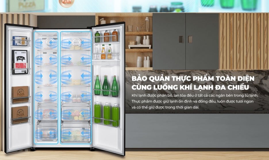 tủ lạnh Sharp Inverter 530 lít SJ-SBX530WD-DG sử dụng công nghệ làm lạnh đa chiều