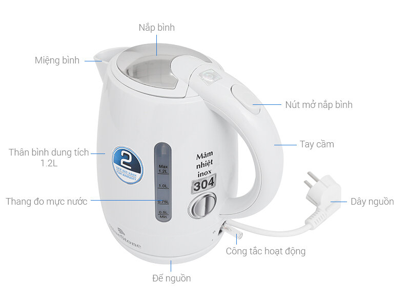 Bình siêu tốc Bluestone KTB-3311 1.2 lít Bình siêu tốc Bluestone KTB-3311 1.2 lít