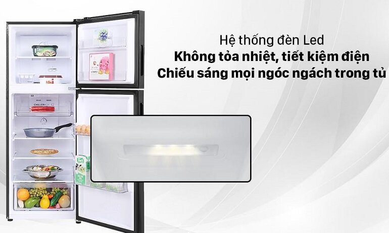 Tủ lạnh Aqua Inverter 212 lít AQR-T239FA được trang bị đèn LED thông minh chiếu sáng bên trong