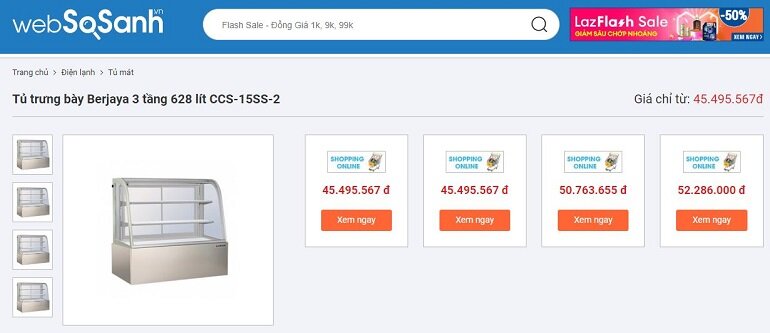 Tủ trưng bày Berjaya 3 tầng 628 lít CCS-15SS-2