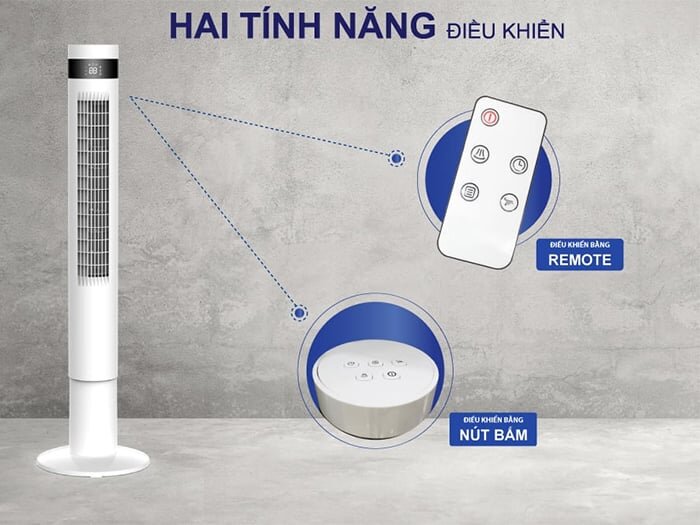 Quạt tháp Panworld PW-8105 dễ dàng điều khiển thông qua nút bấm và remote