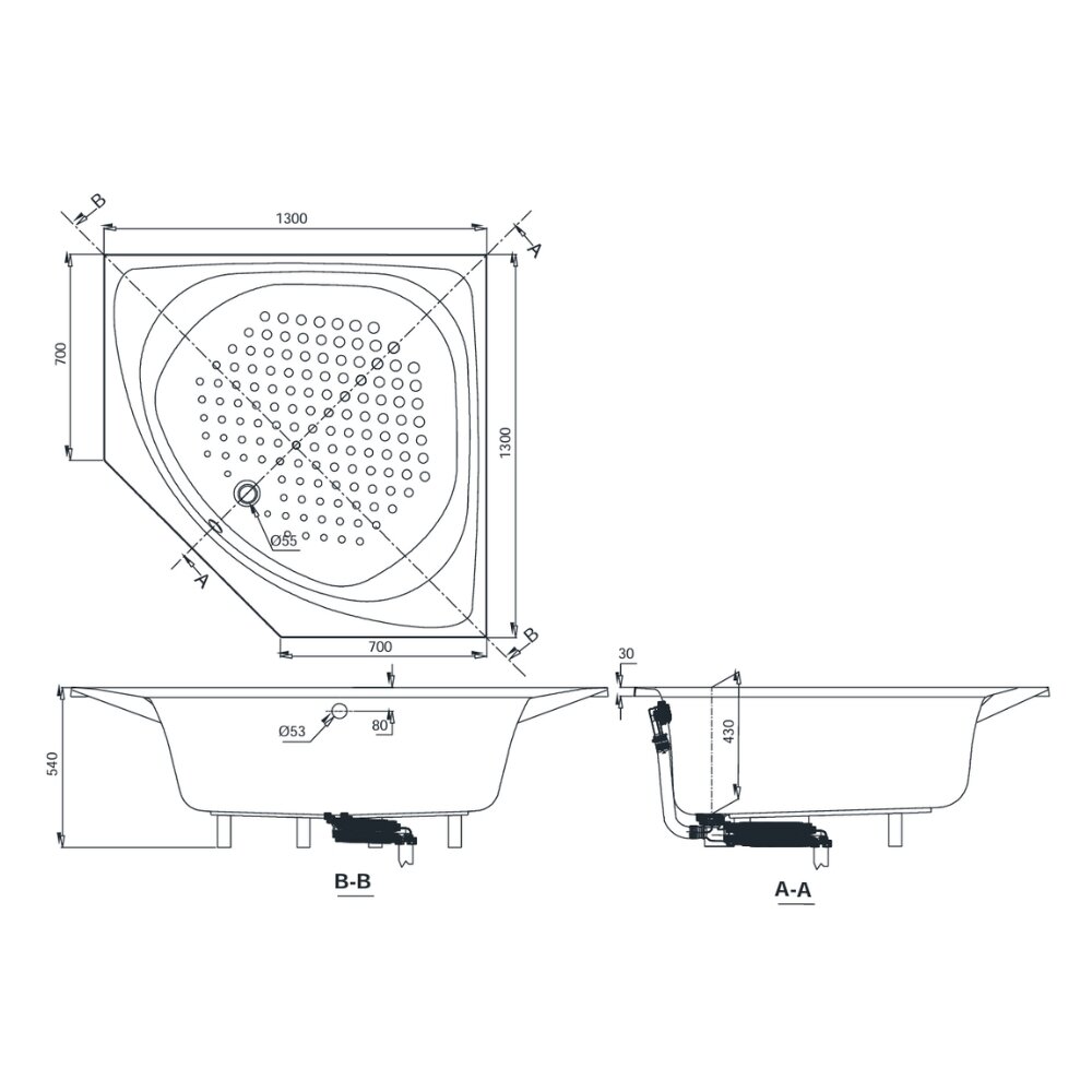 Bản vẽ kỹ thuật bồn tắm TOTO PAY1300PE#W nhựa 1m3 đặt góc