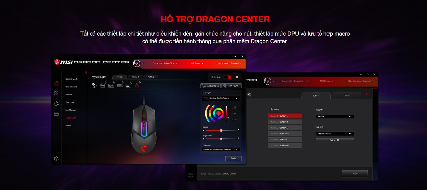 Chuột game MSI Clutch GM30 đen (USB/RGB) 6