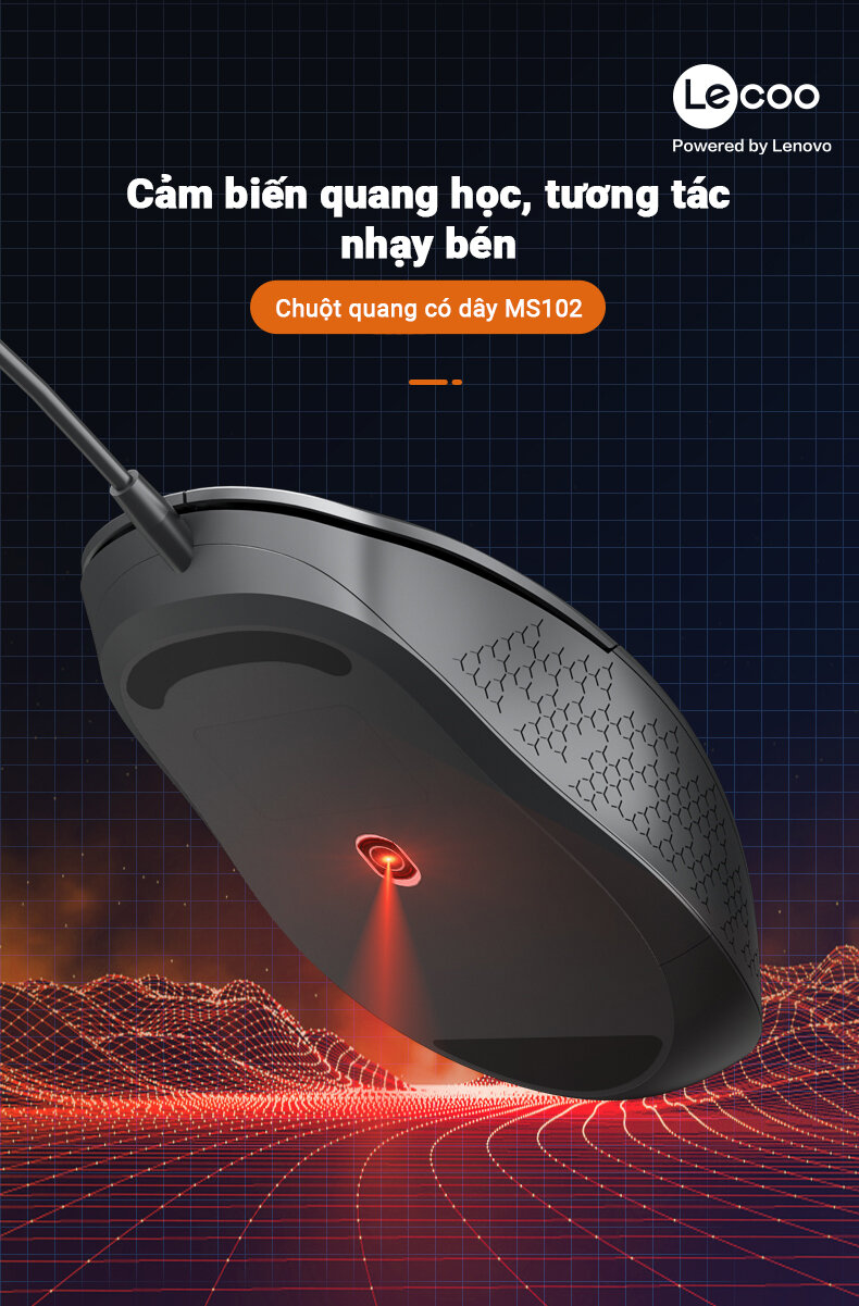 Chuột Lecoo MS102 đen (USB)3
