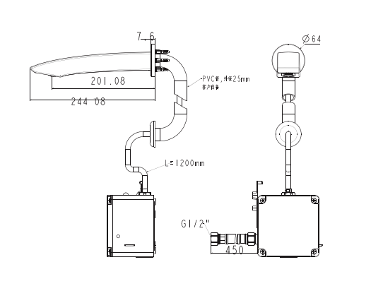 Bản vẽ kỹ thuật vòi chậu cảm ứng WF-8508 American Standard