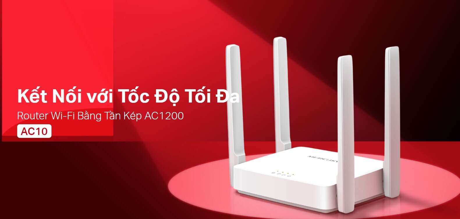 Bộ Phát Wifi Mercusys AC10 Chuẩn Tốc Độ AC1200Mbps