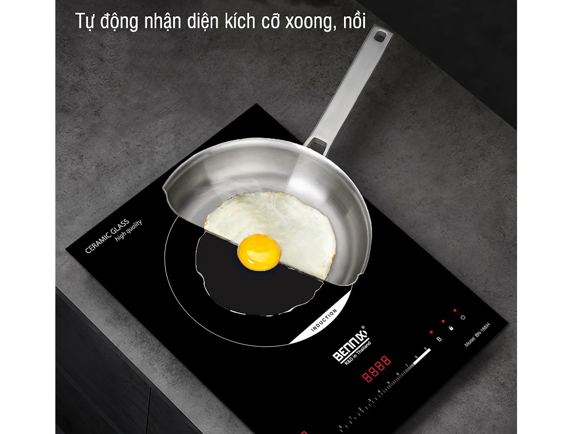Bếp từ đơn tự động nhận diện nồi, chảo Bếp từ đơn