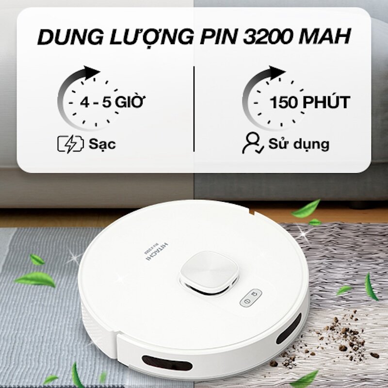 Robot hút bụi lau nhà Hitachi RV-X20M có lực hút siêu khủng (Ảnh: dienmayxanh).