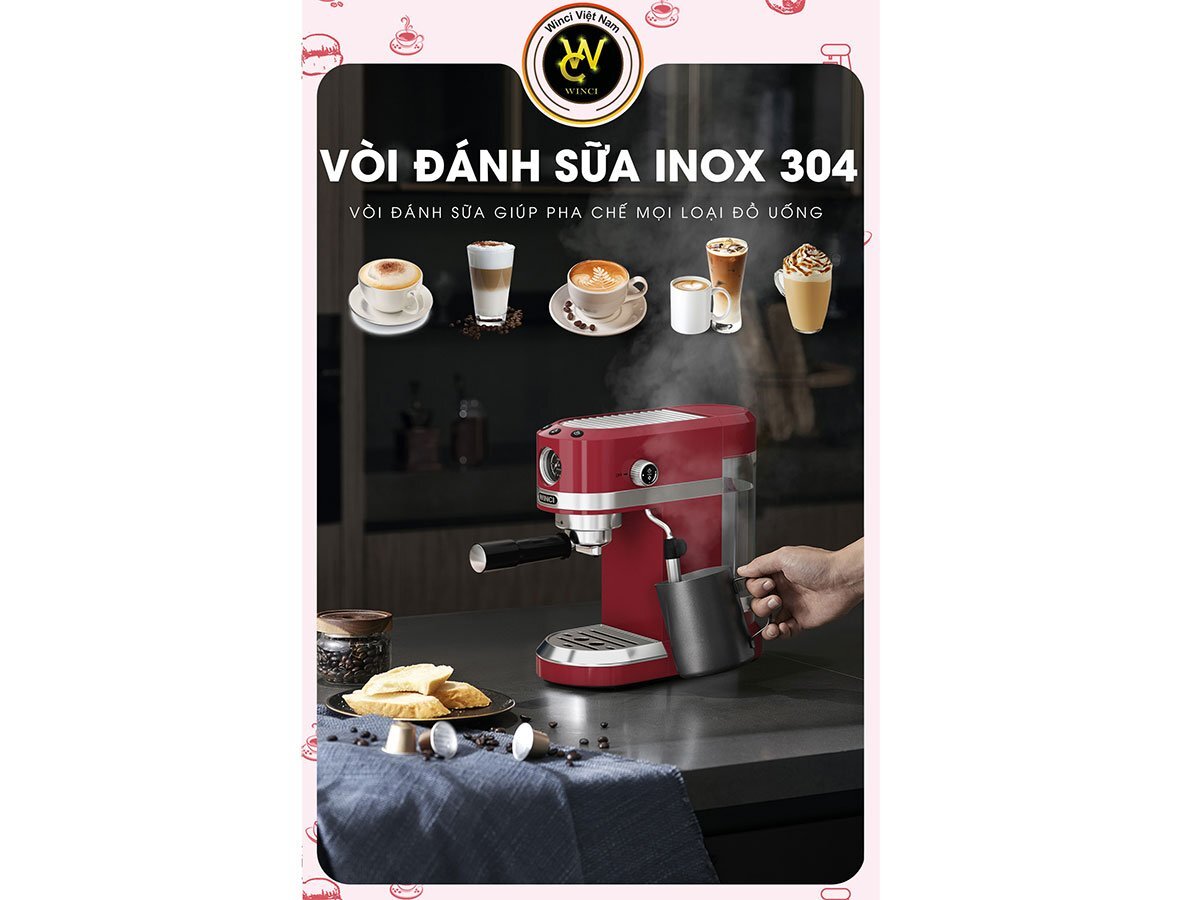Máy pha cà phê bán tự động có 1 vòi đánh sữa Máy pha cà phê bán tự động
