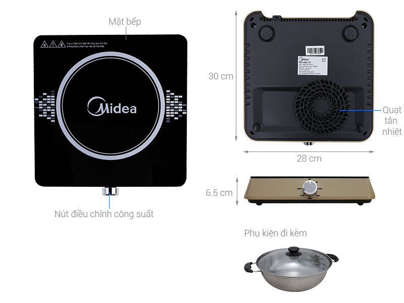 Bếp từ Midea MI-K1917EF(G) đen vàng Bếp từ Midea MI-K1917EF(G) đen vàng