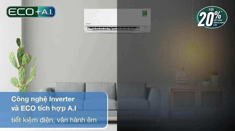 Điều hòa Panasonic Inverter 9000 BTU 1 chiều CU/CS-PU9XKH có khả năng tiết kiệm điện hiệu quả 