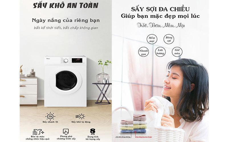 Máy sấy quần áo thông hơi Texgio TGDV802