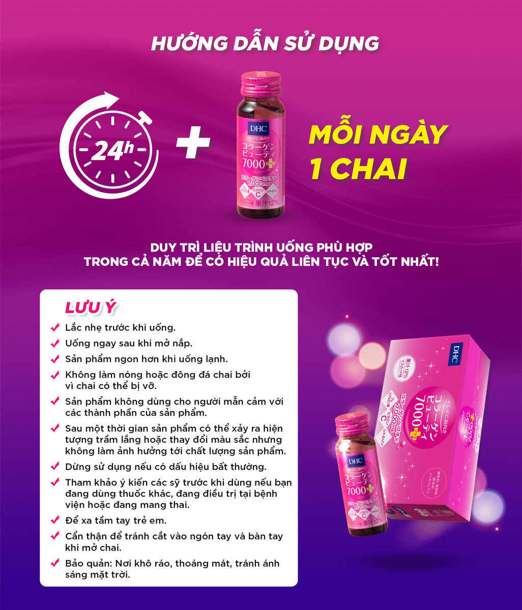 Hướng dẫn sử dụng Collagen Nước DHC Beauty 7000 Plus