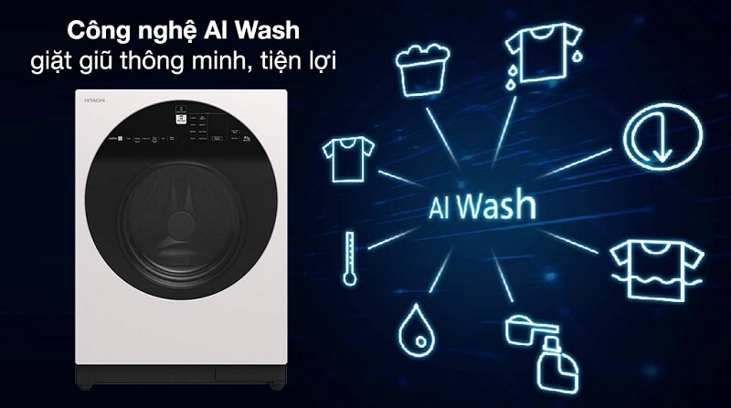 Máy giặt Hitachi Inverter 10 kg BD-100GV ứng dụng AI