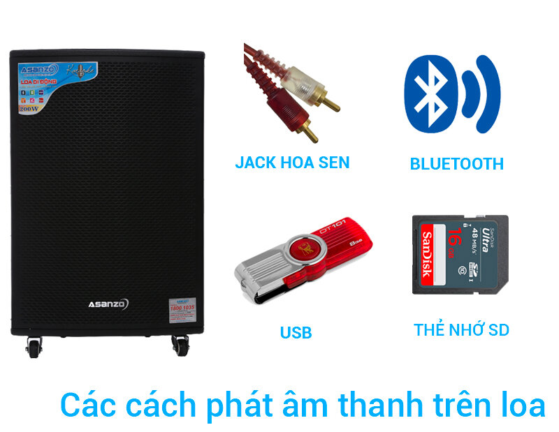 Loa kéo karaoke 200 W Asanzo ASK-7600 Loa kéo karaoke 200 W Asanzo ASK-7600
