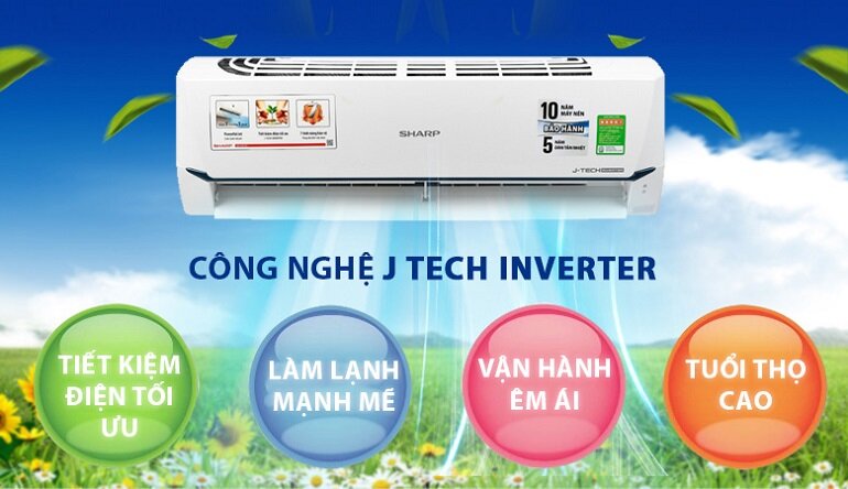 Điều hòa Sharp Inverter 12000 BTU 1 chiều AH-X13ZEW gas R-32