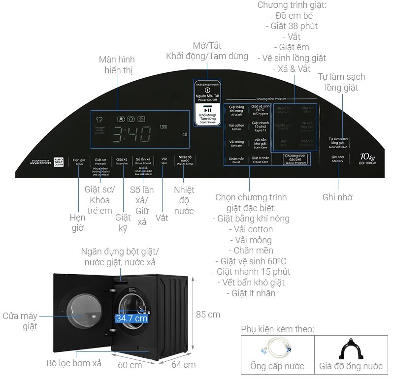 máy giặt hitachi cấu tạo chi tiết
