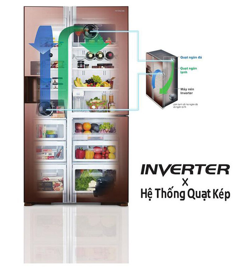 Tủ lạnh Hitachi inverter 605 lít R-S700PGV2 GBK Tủ lạnh Hitachi inverter 605 lít R-S700PGV2 GBK