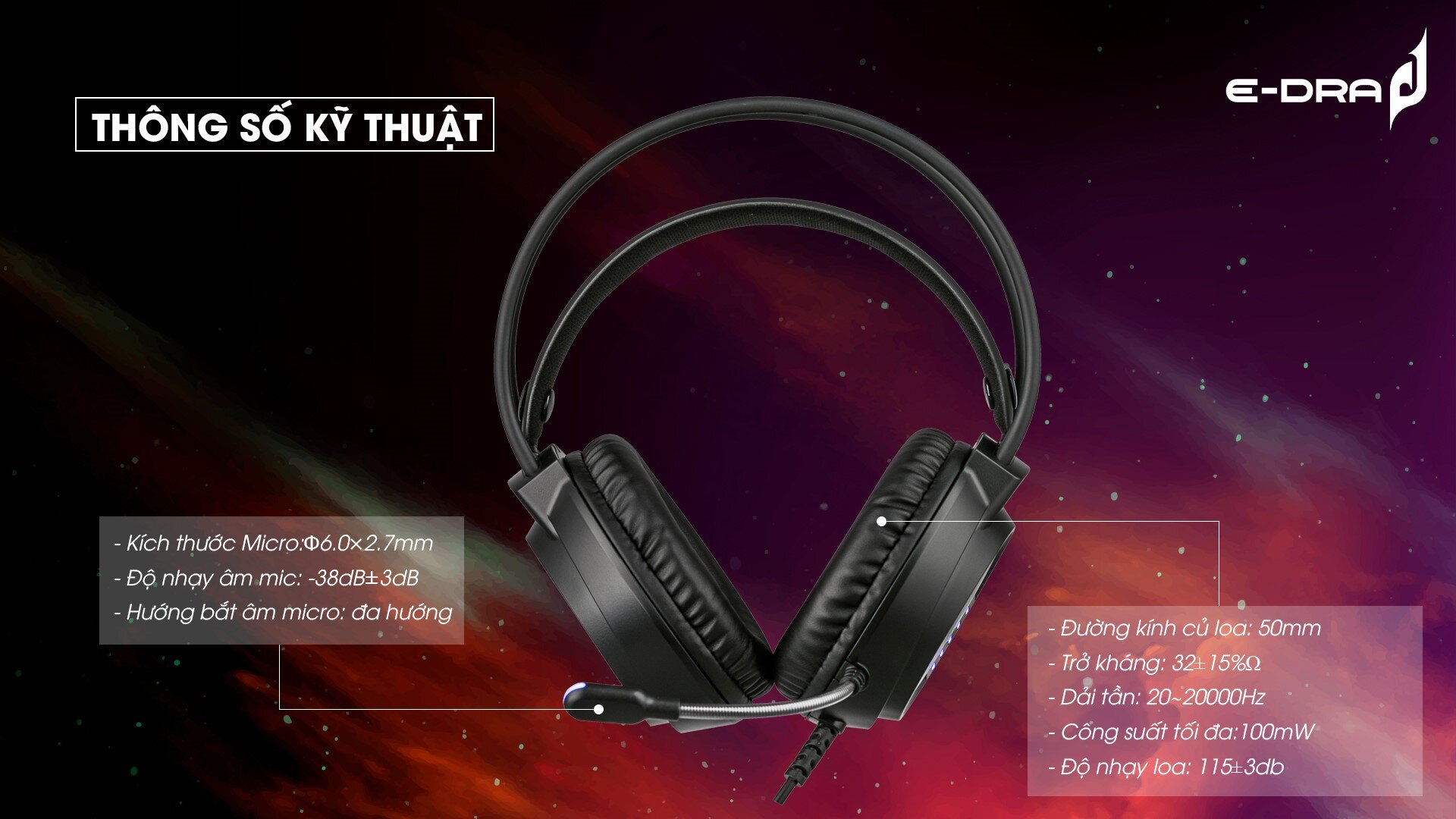 Tai nghe E-Dra EH403 USB LED RGB