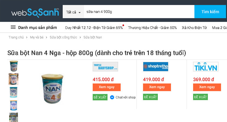 Sữa Nan số 4 giá bao nhiêu?