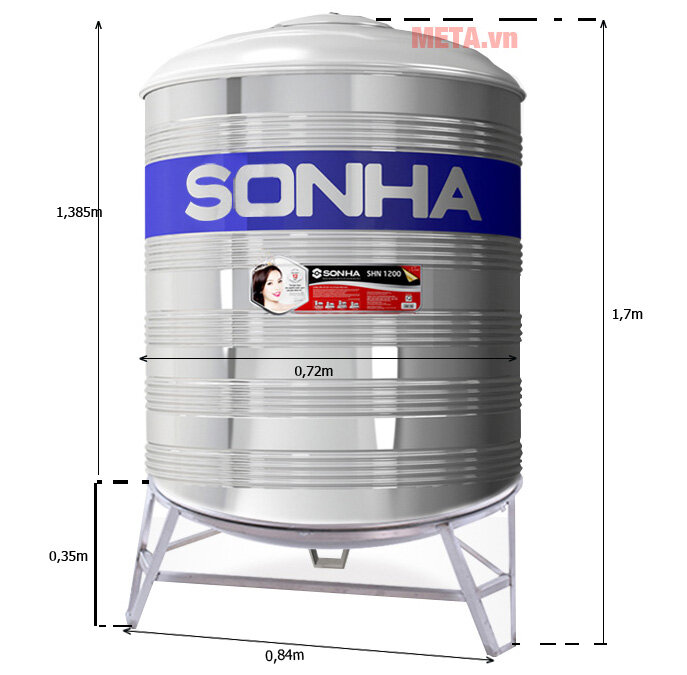 Bồn nước inox Sơn Hà đứng SH700 (F720) - 700 lít