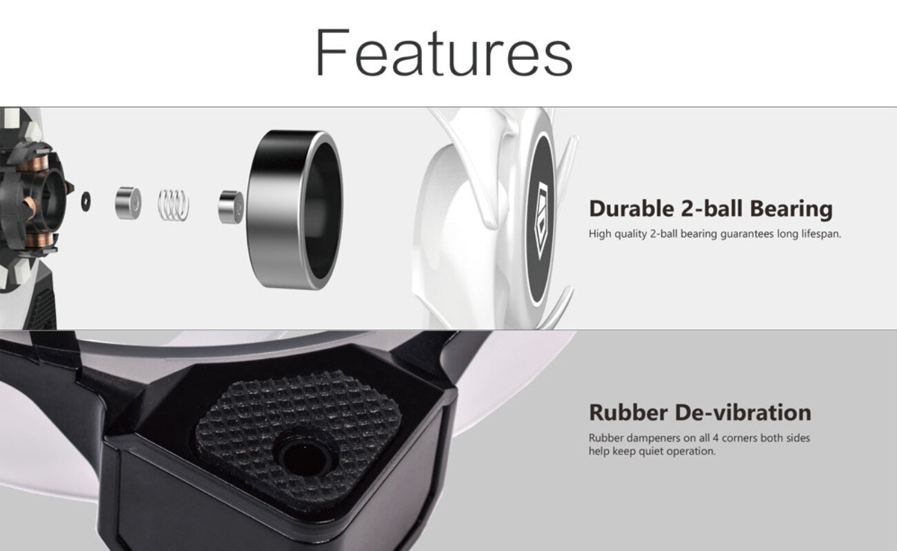 Fan Case ID Cooling DF-12025-ARGB TRIO 3pcs Pack được thiết kế để tối ưu lưu lượng và áp lực của luồng gió khi đi qua cánh quạt