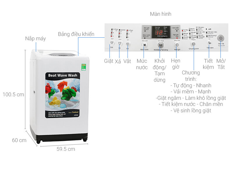 Máy giặt Hitachi 8kg SF-80XA 220-VT (WH)