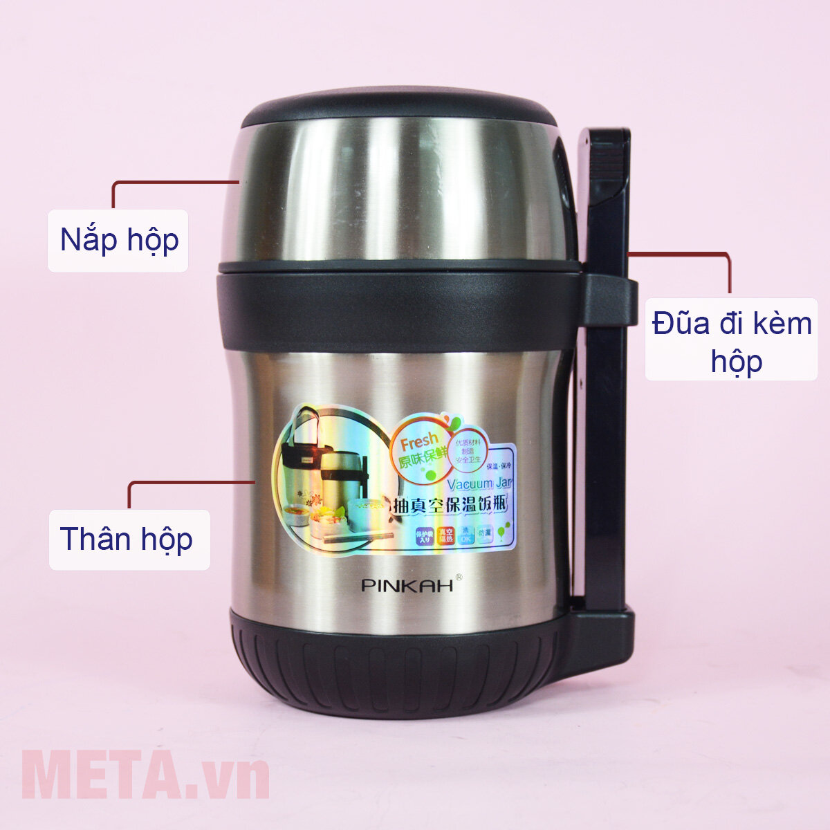 Cặp lồng cơm giữ nhiệt 2 ngăn Pinkah