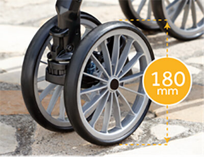 Bánh xe thiết kế đặc biệt của xe đẩy Combi Umbretta Premium (Màu Ghi)