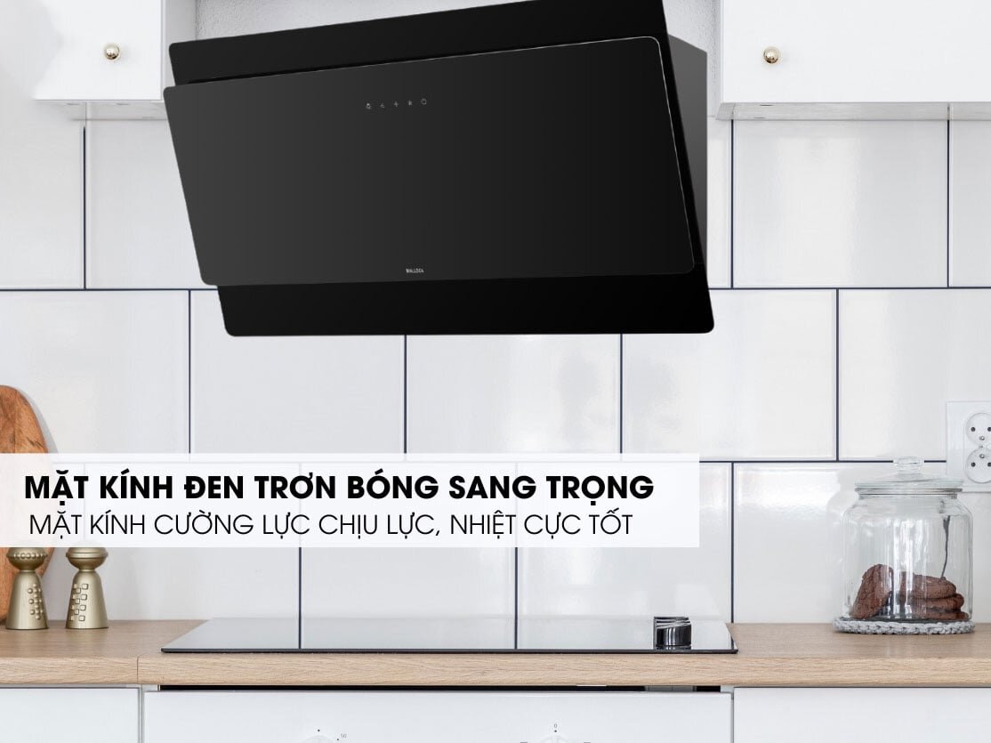 Máy hút khói khử mùi có mặt kính sang trọng Máy hút khói khử mùi